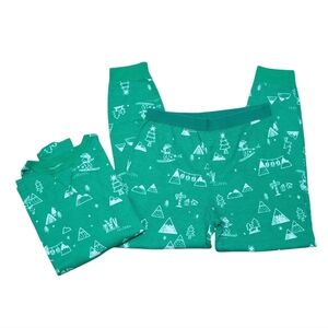 Christmas Pajamas Wondershop Target Green PJ Set Tree Santa Snow Kids Size 14